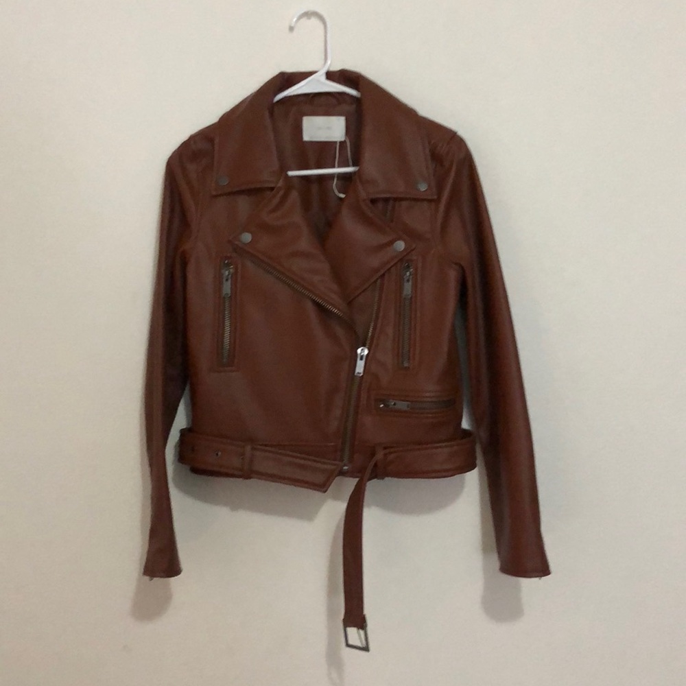 Oak + Fort brow faux vegan leather jacket